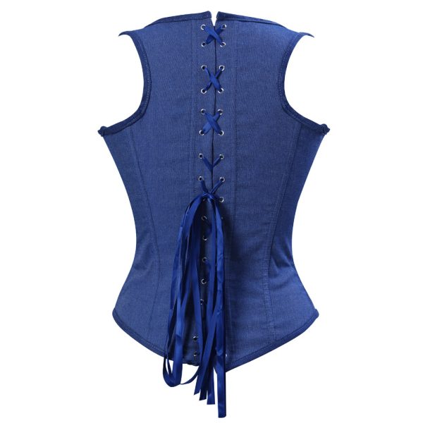 Fashion Simple Denim Waistcoat Body Shaping Top - Image 3