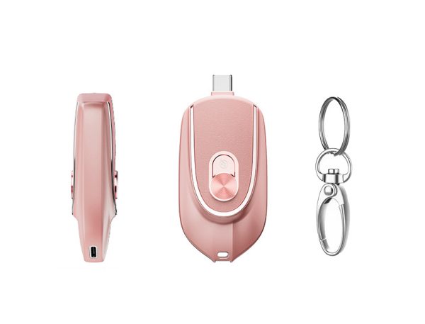 2 In 1 Mini Keychain Power Bank Keyring Hanging Buckle 2 Output Interfaces 5V 1200MAH Backup Power Bank Retractable Plug Waterproof Phone Charging Accessories - Image 3