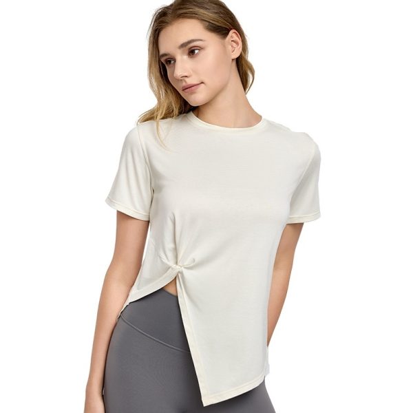 New Yoga Wear Short Sleeve Split Breathable Exercise Top - Image 4