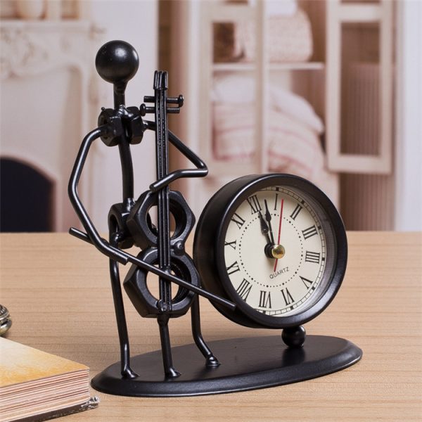 Iron Table Desk Alarm Clock With Musical Instrument Gadget Decoration Craft Gift - Image 4