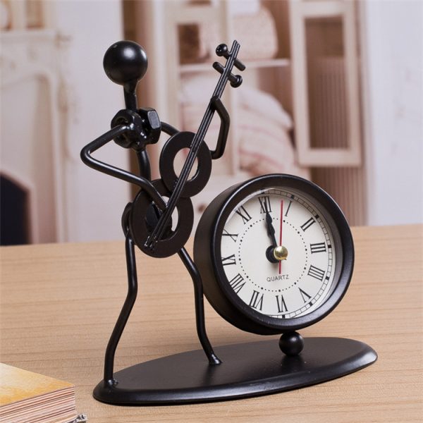Iron Table Desk Alarm Clock With Musical Instrument Gadget Decoration Craft Gift - Image 3