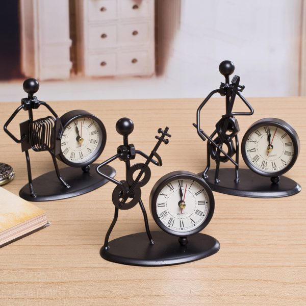 Iron Table Desk Alarm Clock With Musical Instrument Gadget Decoration Craft Gift - Image 5