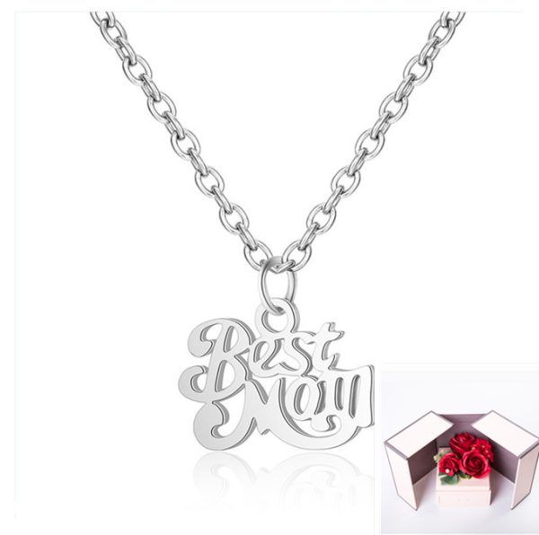 Stainless Steel Best Mom Charm Necklace Family Mother Pendant - Image 10