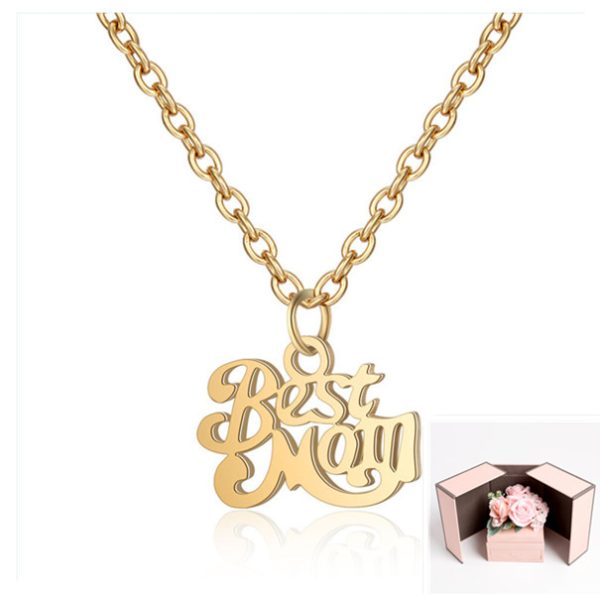 Stainless Steel Best Mom Charm Necklace Family Mother Pendant - Image 7