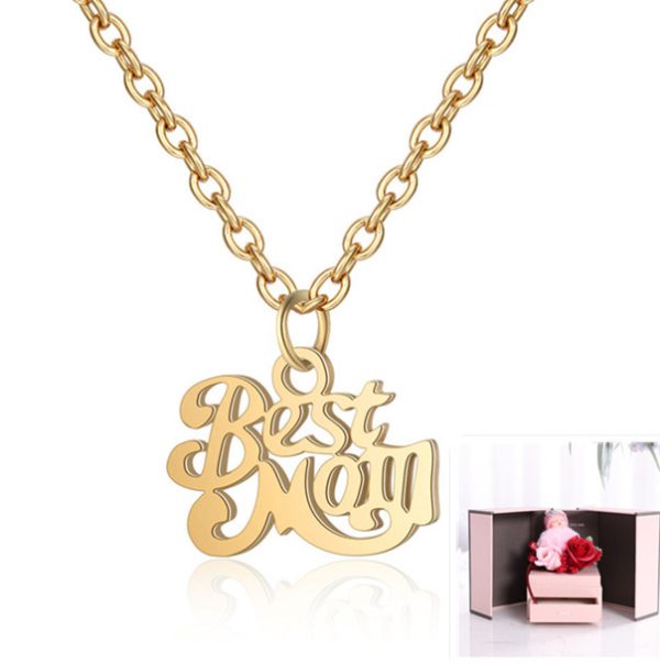 Stainless Steel Best Mom Charm Necklace Family Mother Pendant - Image 5