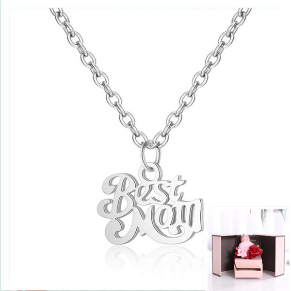 Stainless Steel Best Mom Charm Necklace Family Mother Pendant - Image 2