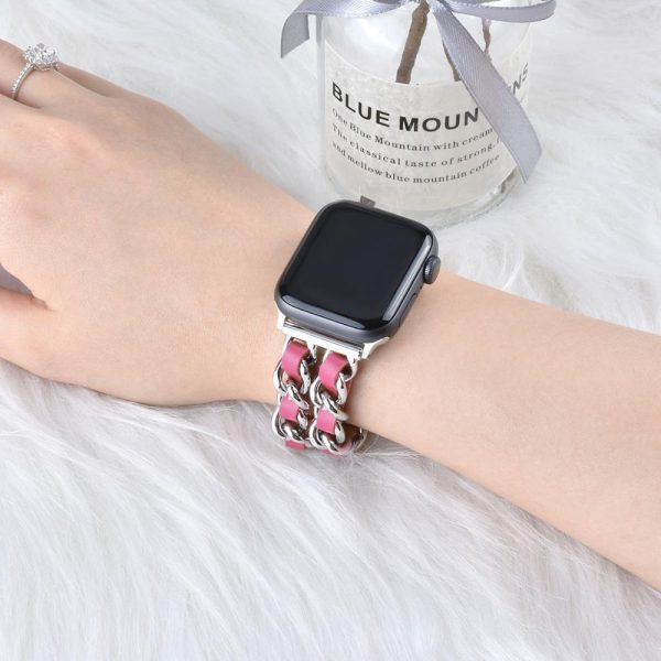 Compatible with Apple, Strap Cuban Link Bracelet IWatch Leather  Metal Strap - Image 9