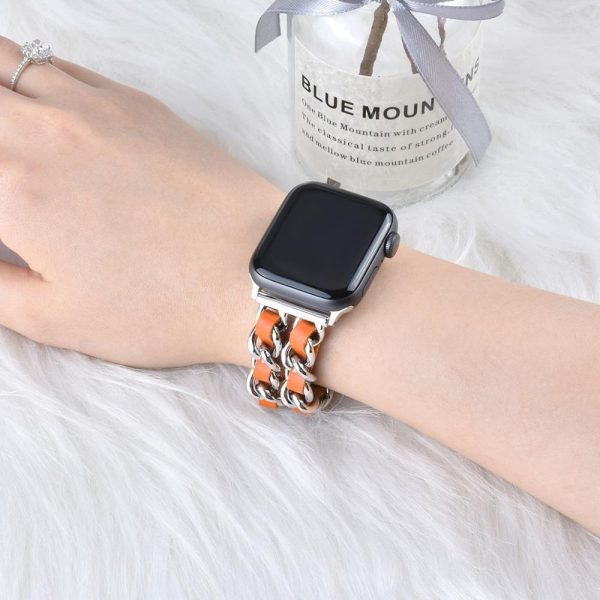 Compatible with Apple, Strap Cuban Link Bracelet IWatch Leather  Metal Strap - Image 2