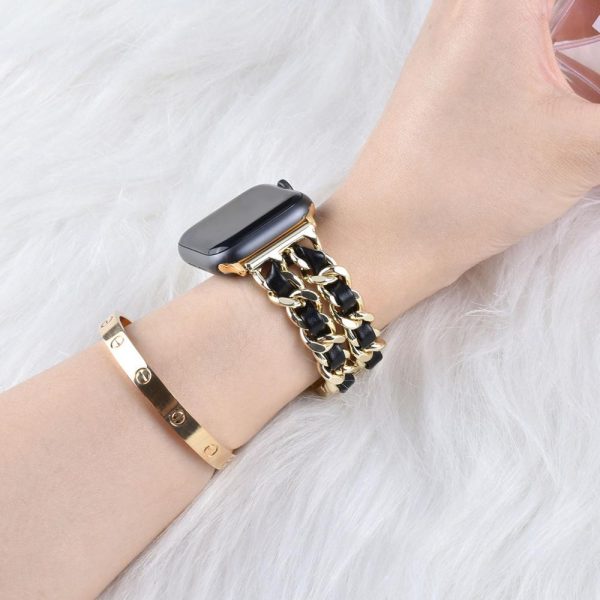 Compatible with Apple, Strap Cuban Link Bracelet IWatch Leather  Metal Strap - Image 10