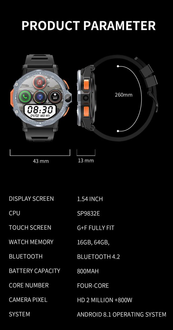 AP6 Smart Watch Dual Camera 4G Plug-in Card - Image 7