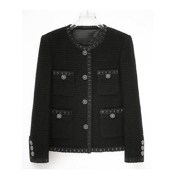 Black Rough Flower Top Autumn And Winter Thick Warm Jacket - Image 7