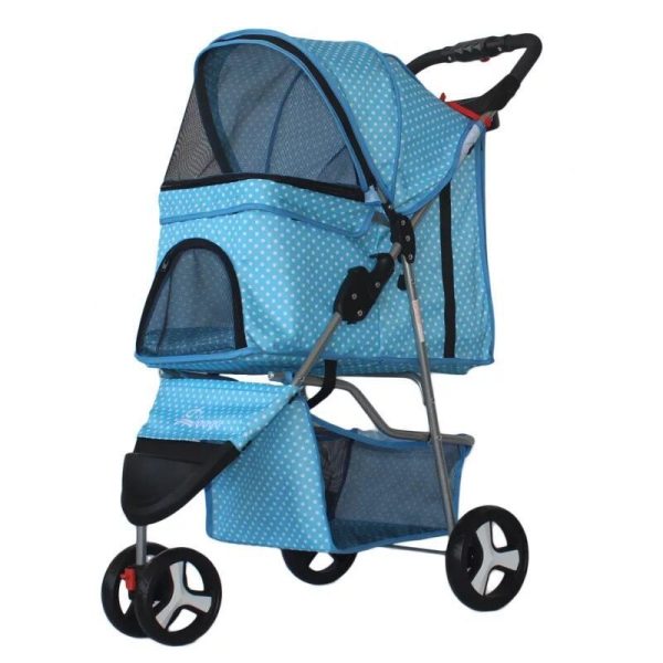 Lightweight Folding Pet Trolley Dogs And Cats Dog Out Stroller Three-wheeled Pet Stroller Dog Out Stroller Supplies - Image 8
