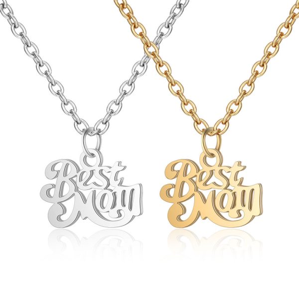 Stainless Steel Best Mom Charm Necklace Family Mother Pendant - Image 4