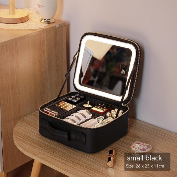 With Mirror And LED Light Cosmetic Bag Skin Care Storage Box - Image 10