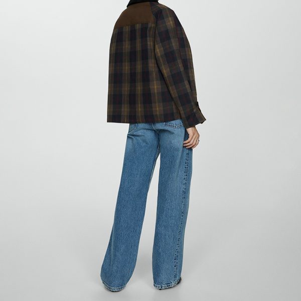 Autumn And Winter Plaid Fur Collar Cotton-padded Coat - Image 3