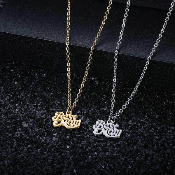 Stainless Steel Best Mom Charm Necklace Family Mother Pendant - Image 3