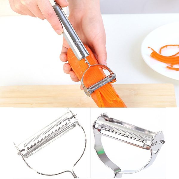 2 in1 Stainless Steel Potato Grater Julienne Peeler Kitchen Accessories Vegetables Peeler Double Planing Grater Kitchen Tools - Image 4