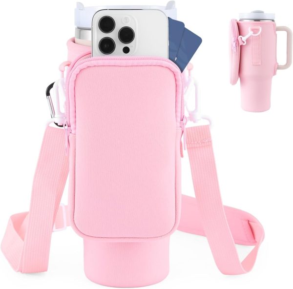 Slok Water Bottle Carrier Bag, Compatible With 40oz Tumbler With Handle, Modern Water Bottle Holder With Simple Adjustable Strap For Outdoor Walking Hiking Travelling Sports-Blue Purple - Image 7