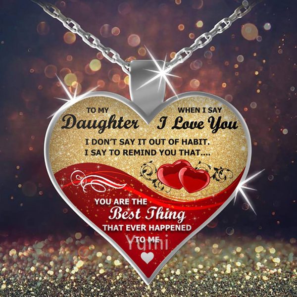 To My Daughter You Are The Best Heart Epoxy Necklace - Image 2