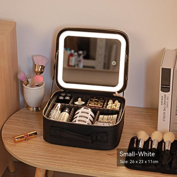 With Mirror And LED Light Cosmetic Bag Skin Care Storage Box - Image 2