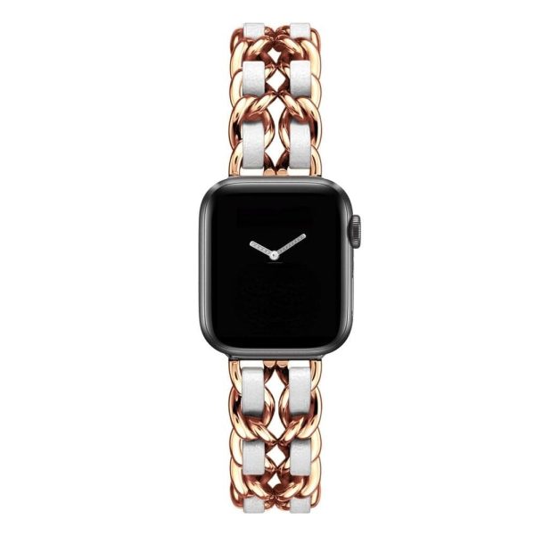 Compatible with Apple, Strap Cuban Link Bracelet IWatch Leather  Metal Strap - Image 6