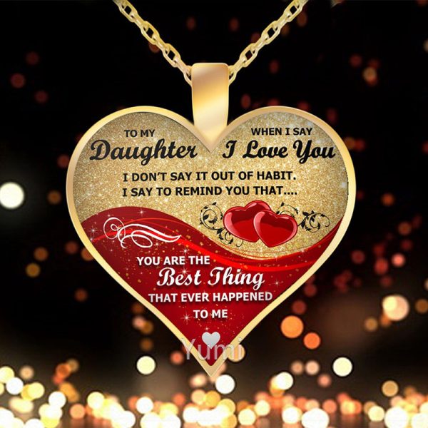 To My Daughter You Are The Best Heart Epoxy Necklace - Image 3