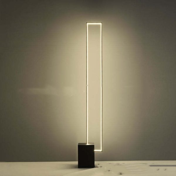 Minimalist Sand Black Floor Lamp Quadriboid Base Square Light Body - Image 2