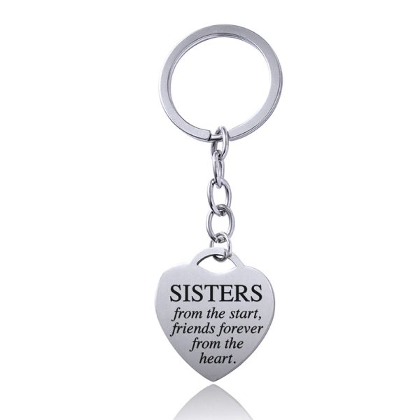 Stainless Steel Heart Sisters Best Friends Inspirational Keychains - Image 7