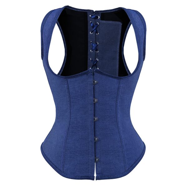 Fashion Simple Denim Waistcoat Body Shaping Top - Image 2