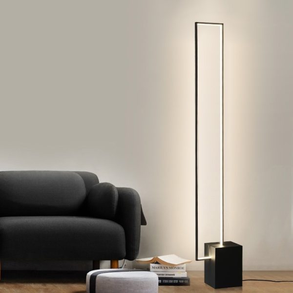 Minimalist Sand Black Floor Lamp Quadriboid Base Square Light Body - Image 3