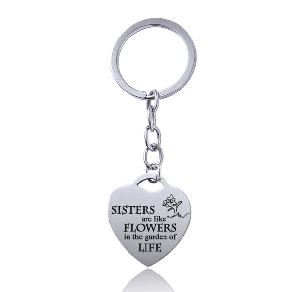 Stainless Steel Heart Sisters Best Friends Inspirational Keychains - Image 5