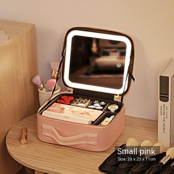 With Mirror And LED Light Cosmetic Bag Skin Care Storage Box - Image 7