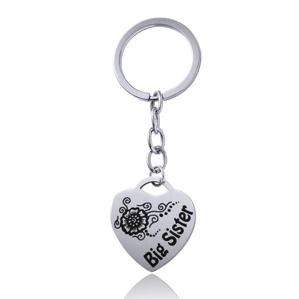 Stainless Steel Heart Sisters Best Friends Inspirational Keychains - Image 8