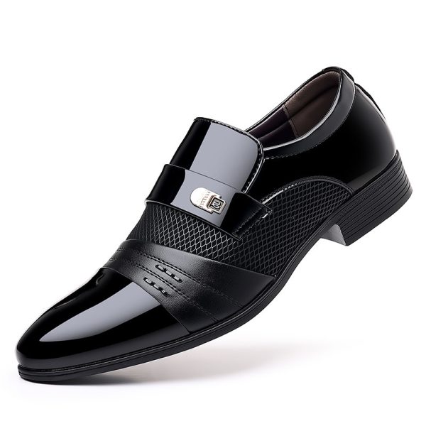 Wine Red Fashion Patchwork Leather Shoes For Men - Image 4