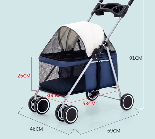 Pet Stroller Lightweight Folding Pet Cat Dog Rabbit Easy Installation Trolley - Image 4
