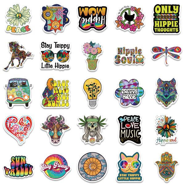 50 Cartoon Hippie Hippie Stickers Personalized Decoration Line - Image 4