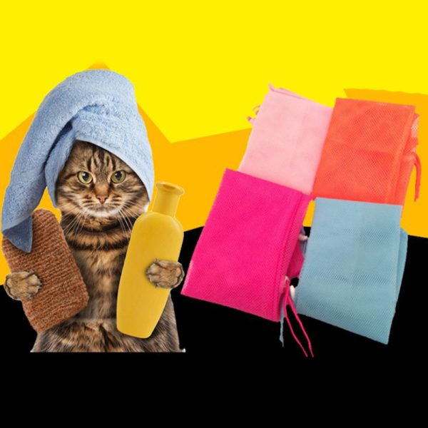 Pet Soft Cat Grooming Bag Adjustable Multifunctional Polyester Cat Washing Shower Mesh Bags Pet Nail Trimming Bags - Image 3